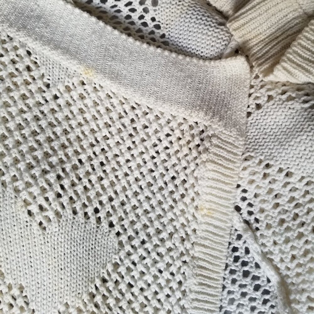 Aeropostale Women's Cardigan X-Small Cream Sweater Heart Fall Winter Open Knit - Picture 4 of 6